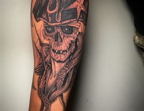 Dead Pirate Tattoo In Black & Grey By Lyric TheArtist - Iron Palm Tattoos & Body Piercing