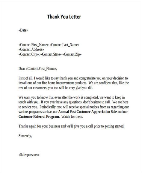 Thank You Sample Letter To Customer For Business - letter