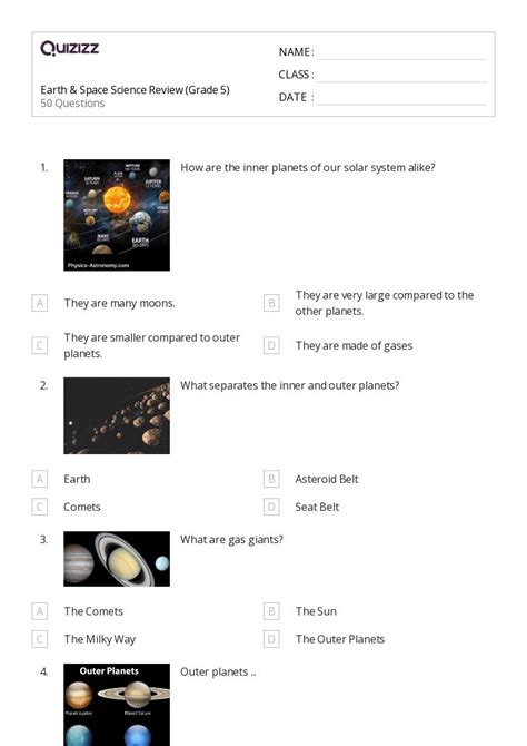 50+ Earth & Space Science worksheets for 4th Class on Quizizz | Free ...