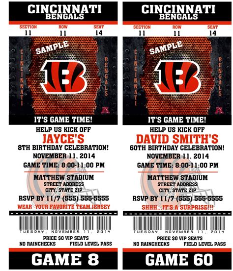 Printable Birthday Party Invitation Card Cincinnati Bengals