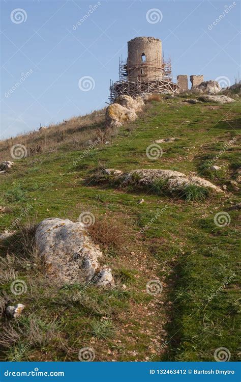 Ruins of Genoese Cembalo Fortress. Balaklava, Crimea Stock Photo - Image of outdoors ...