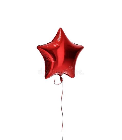 Single Big Red Star Balloon Ballon Object for Birthday Isolated Stock Photo - Image of float ...