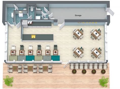 Oceanfront Inspired Coffee Shop Layout With Outdoor Seating