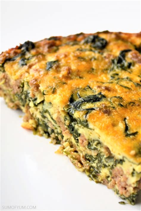 Crustless Quiche with Spinach and Turkey Sausage - Sum of Yum