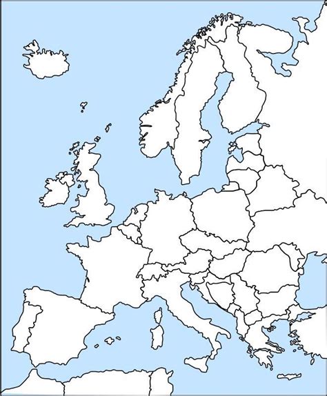 Map of Europe outline - clipart | Europe map, Europe map printable, Printable maps