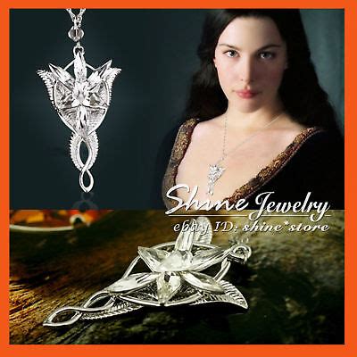 9K WHITE GOLD PLATED LORD OF THE RINGS Arwen Evenstar SOLID NECKLACE PENDANT 08 | eBay