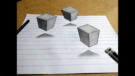 Drawing a 3d floating square step by step || pencil sketch - YouTube