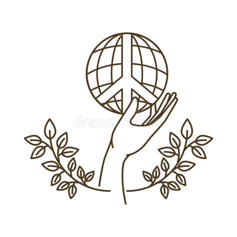 Earth Globe with Peace and Love Symbol and Hand Stock Vector ...