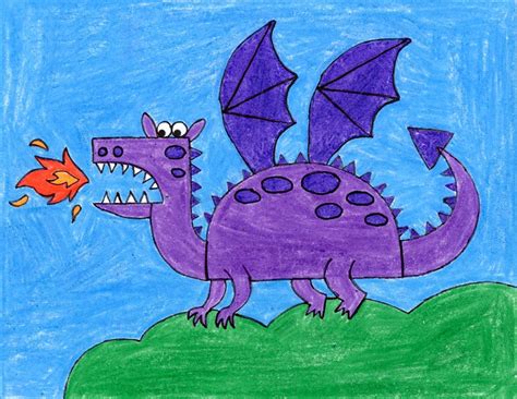 Easy How to Draw a Dragon Tutorial and Easy Dragon Coloring Page · Art Projects for Kids Dragon ...