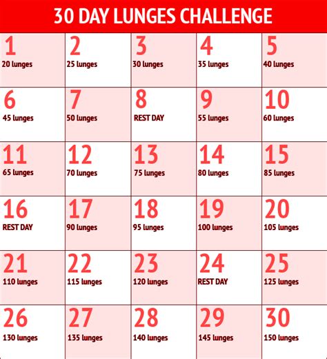 30 Day Lunge Challenge Fitness Workout | Lunges, 30th and Workout