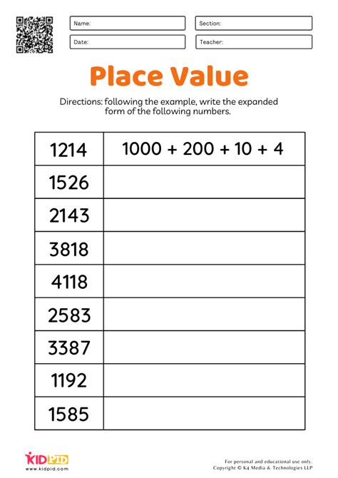 Math Expanded Form Worksheets for Grade 3 - Kidpid