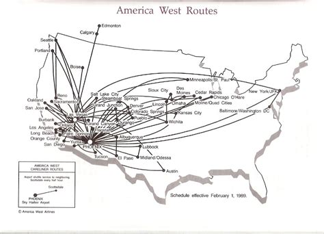 Airline Timetables: America West Airlines - February, 1989 America West ...
