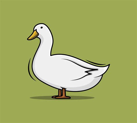 Cute white duck bird character for cartoon vector illustration. Animal ...