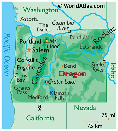 Oregon Map / Geography of Oregon/ Map of Oregon - Worldatlas.com