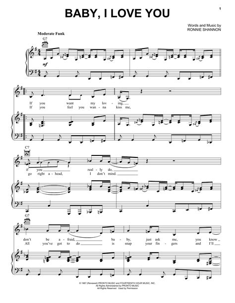 Aretha Franklin "Baby, I Love You" Sheet Music Notes, Chords | Piano, Vocal & Guitar (Right-Hand ...