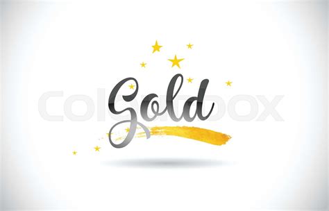 Gold Word Vector Text with Golden Stars Trail and Handwritten Curved ...