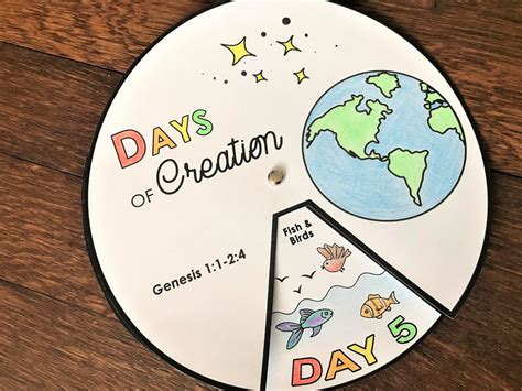 Days of Creation Coloring Wheel, Printable Bible Activity, Watercolor, Kids Bible Lesson, Memory ...