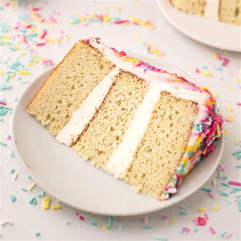 A low carb homemade birthday cake complete with creamy sweet frosting and homemade sprinkles ...