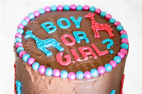 triple chocolate gender reveal cake - Bake Love Give