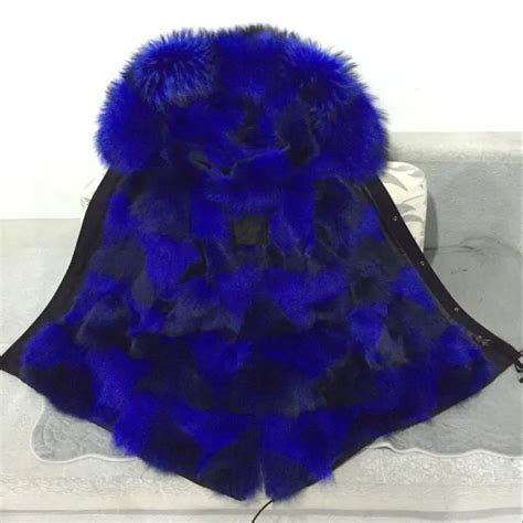 Bright Blue Wolf Fur For Mr&Mrs Wear,black fur parka with patch wolf ...