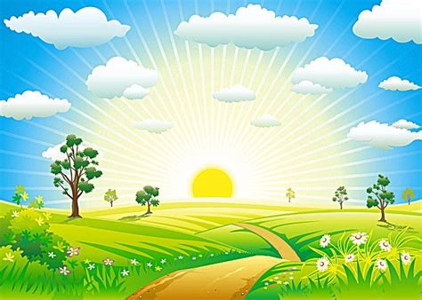 Art Design Summer Sun Background | Nature vector, Beautiful scenery drawing, Wallpaper backgrounds