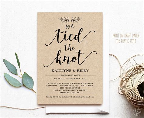 Elopement Reception Invitation Template Printable Elopement - Etsy