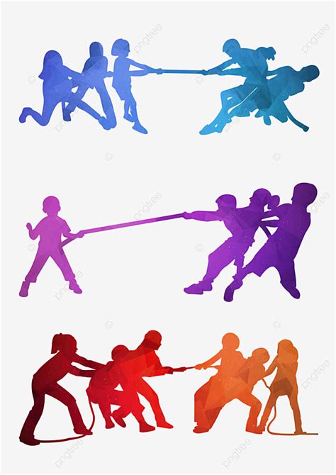 Childrens Silhouette Transparent Background, Childrens Day Tug Of War ...