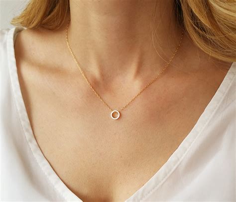 Dainty Circle Necklace, Karma Necklace, Gold Circle Necklace, Minimalist Necklace, Layering ...