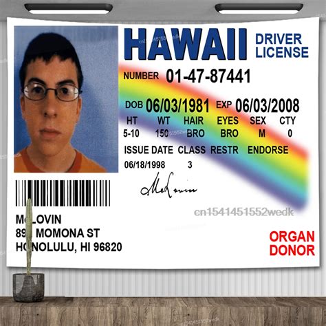 McLovin-ID-Flag-Banner-Tapestry-Funny-Hawaii-Driver-License-Meme ...