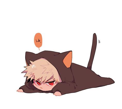 an anime character laying on the ground next to a cat with red eyes and ...