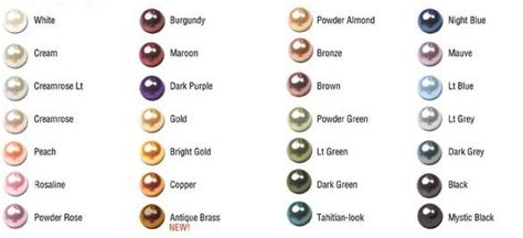 An Apple's Story: Swarovski Crystal Pearl color chart