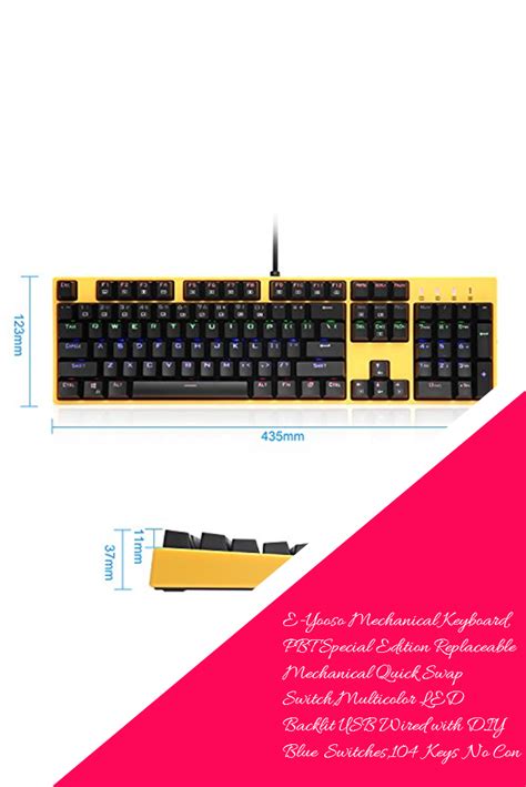 E-Yooso Mechanical Keyboard, PBT Special Edition Replaceable Mechanical Quick Swap Switch ...