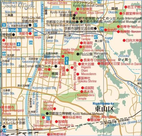 Kyoto Tourist Map - Kyoto Map English - ToursMaps.com