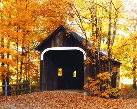 Fall Colors Covered Bridge New England Autumn Photo | Etsy