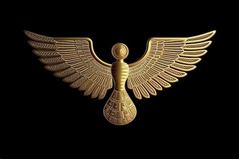 Premium AI Image | Ancient golden wings symbol isolated on dark background Illustration of an ...