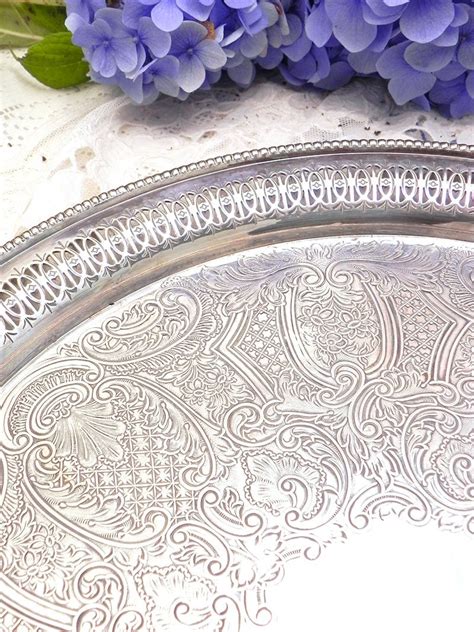 Vintage Silver plated Serving Tray, Circular, Round Platter, Silver On Copper, Barker Ellis of ...