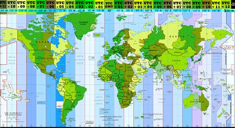 world time zones converting table