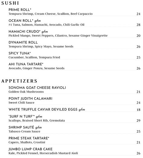 Ocean Prime Menu With Prices (Updated: September 2023)