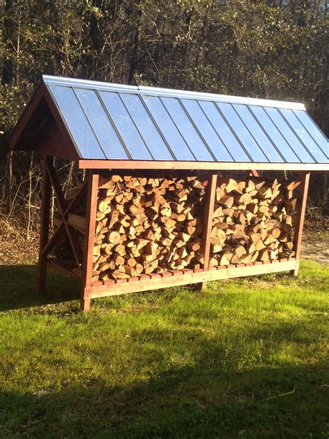 Stacked Full Wood Shed for Firewood Storage