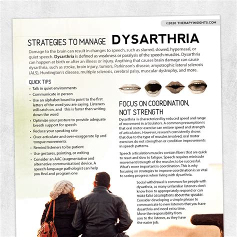 Strategies for Managing Dysarthria – Adult and pediatric printable resources for speech and ...