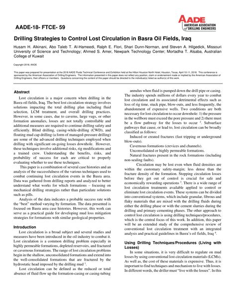 (PDF) Drilling Strategies to Control Lost Circulation in Basra Oil Fields, Iraq