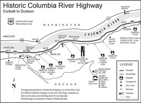 Columbia River Gorge waterfalls map | Columbia river gorge, Columbia river, Washington river