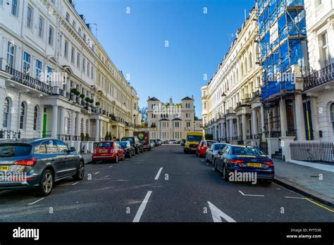 The view down Stanley Gardens, Notting HIll, London England United ...