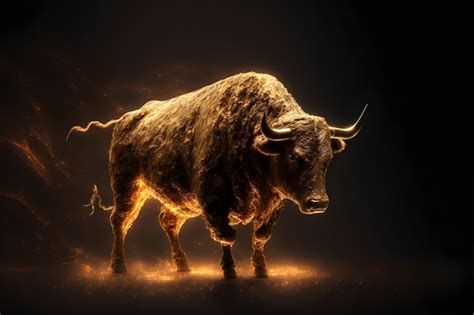 Premium Photo | The stock market bull statue iconic symbol of stock market rise glowing bull ...