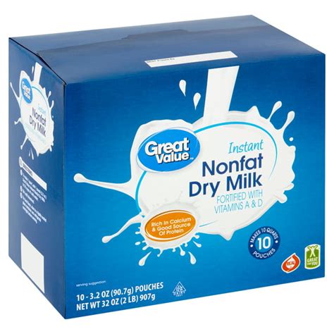 Great Value Instant Nonfat Dry Milk, 3.2 oz, 10 count - Walmart.com - Walmart.com