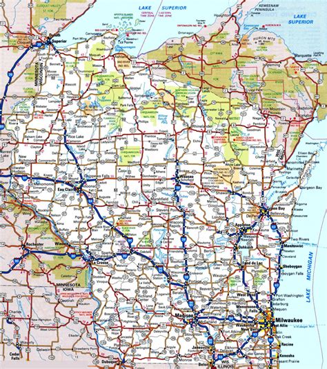 Map Of Southern Wisconsin regarding Wisconsin Road Map Printable ...