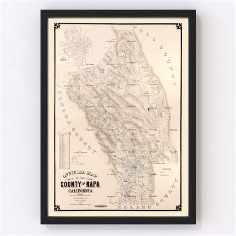 Napa County California Map 1895 Old Map of Napa County California Art ...