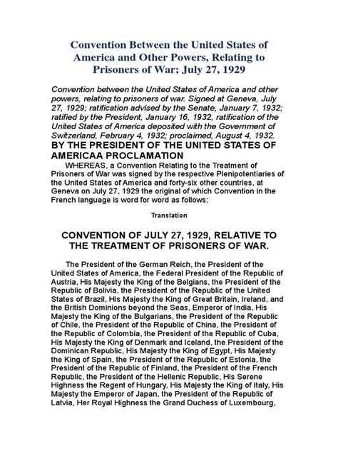 Geneva Convention of 1929 | Prisoner Of War | Ratification