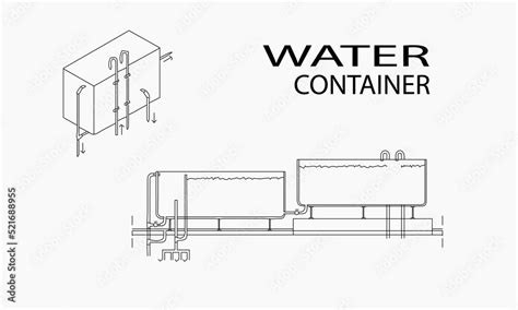 Architectural background layout design, working drawing of a water tank ...