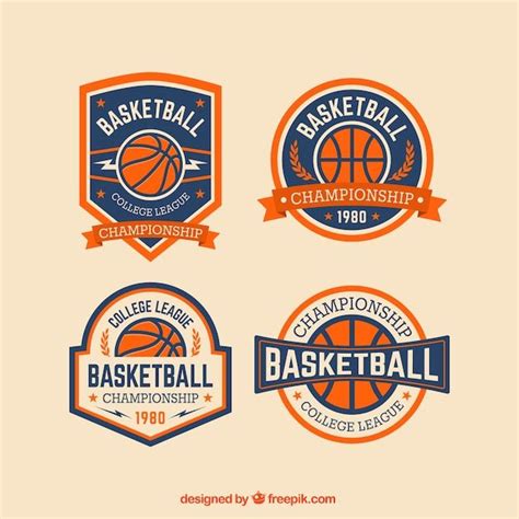 バスケットボールバッジパック | 無料のベクター in 2024 | Basketball logo design, Logo basketball, Logo design